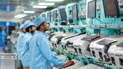 A semiconductor production plant in Uttar Pradesh, India.