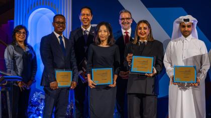 Winners of the 2026 United Nations Investment Promotion Awards at the World Investment Forum in Doha, Qatar, on 25 October 2026.